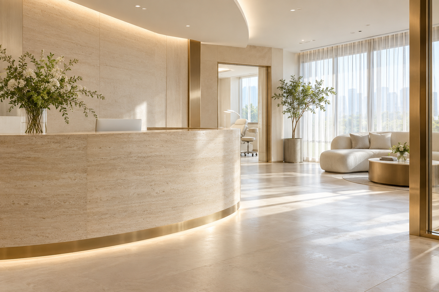 AI 생성 실사 예시: 밝은 성형외과 공간